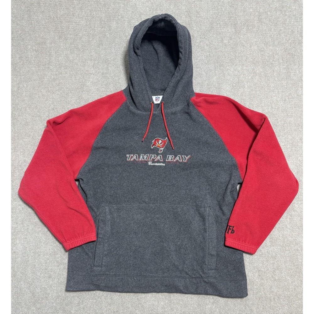 Tampa Bay Buccaneers Sweater Hoodie Mens Gray Red NFL Football Pullover Fleece‎